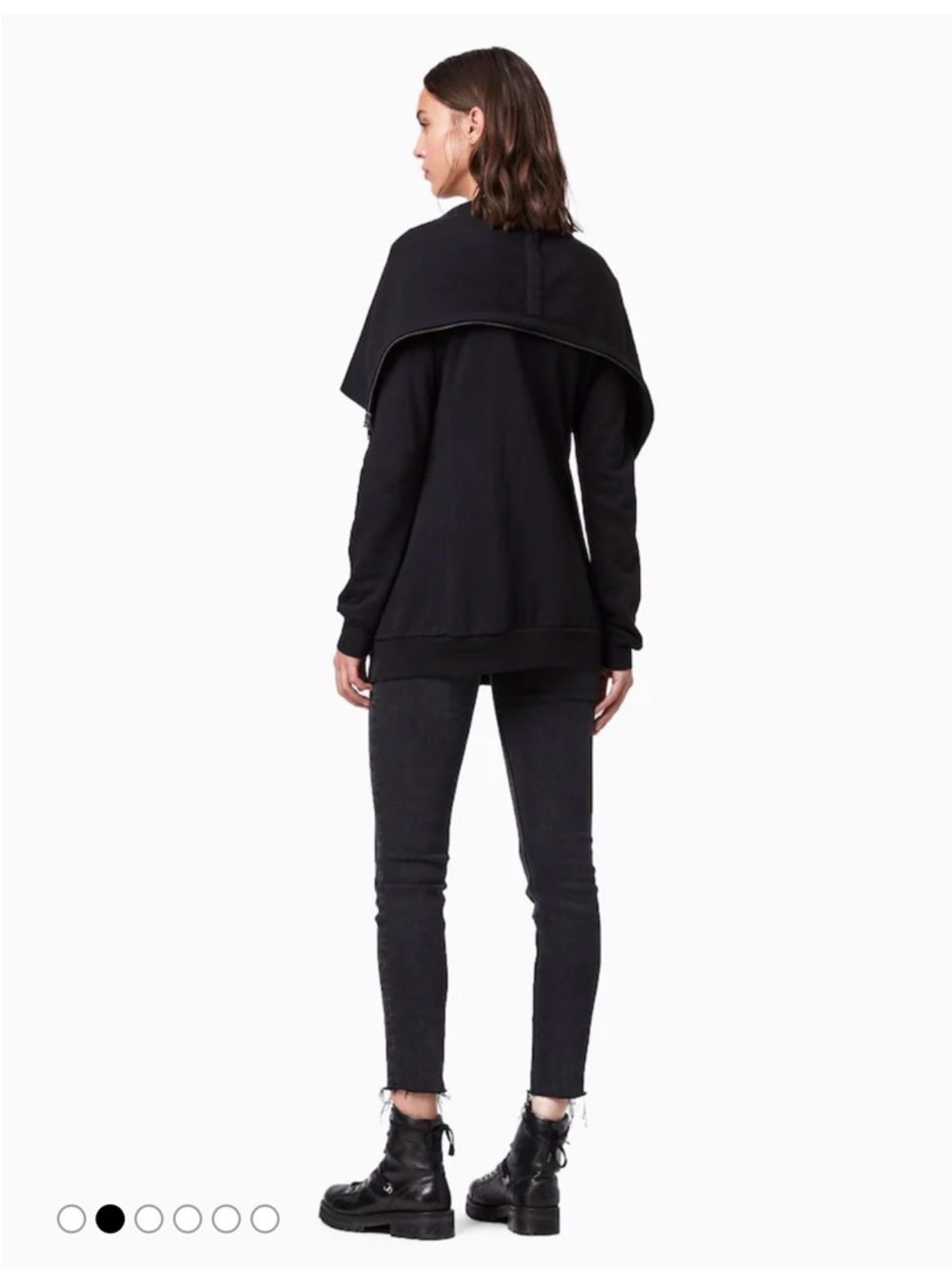AllSaints Black Dahlia Cardigan Black Draped Open-Front Women's Sweater Jacket - Picture 3 of 5